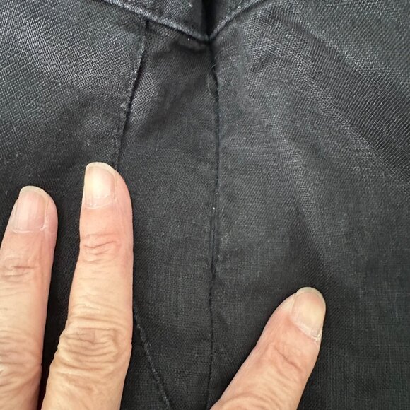 Grass Collection Linen Romper Halter Neck Ruffle Lightweight Minimalist Black 11 - Picture 6 of 10